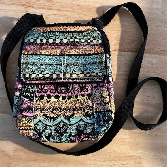 Sakroots Artist Circle Coated Canvas Elephant Printed Messenger Crossbody Bag - Picture 1 of 12